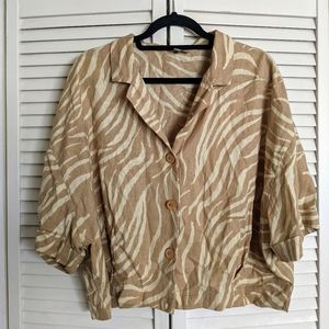 Boxy Tan Zebra Print Shirt
